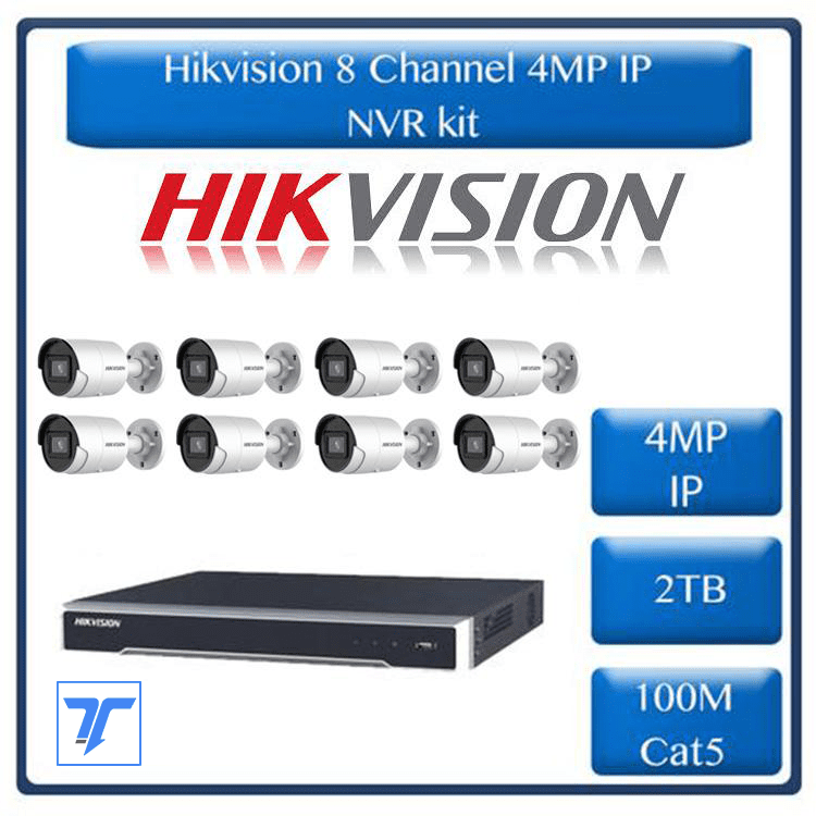 Hikvision 4MP IP AcuSense Camera Kit - 8 Bullet Cameras