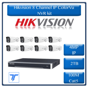 Hikvision 4MP IP ColorVu Camera Kit - 8 Bullet Cameras